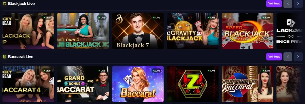 Goldbet Casino blackjack live et baccarat live avec tables en direct