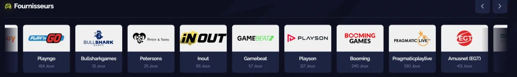 Goldbet Casino fournisseurs de jeux avec Pragmatic Play Live et Playson